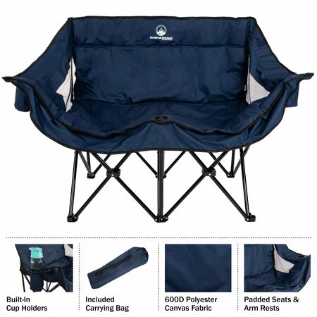 Wakeman Outdoors Wakeman Outdoor Camping Chair Loveseat, Blue 75-CMP1110